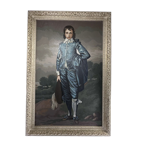 Vintage Paint by Number -The Blue Boy 31” x 21” White & Gold Frame Reproduction - Picture 2 of 12